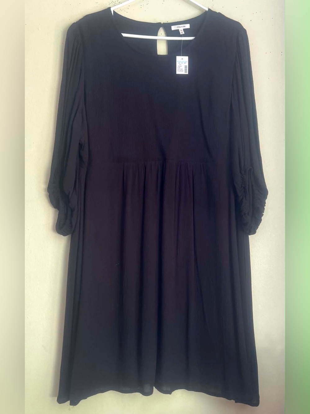 Maurices Black Long-Sleeve Gathered Midi Dress